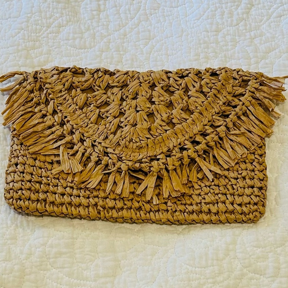 Melrose & Market straw wicker Clutch